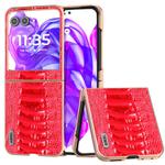 For Motorola Razr 50 ABEEL Electroplating Frame Genuine Leather Weilai Series Phone Case(Red)