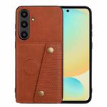 For Samsung Galaxy S24 FE 5G Double Buckle Card Slots Magnetic Phone Case(Brown)