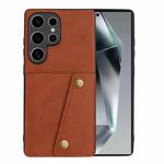 For Samsung Galaxy S25 Ultra 5G Double Buckle Card Slots Magnetic Phone Case(Brown)