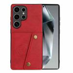 For Samsung Galaxy S25 Ultra 5G Double Buckle Card Slots Magnetic Phone Case(Red)