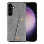 For Samsung Galaxy S25+ 5G Double Buckle Card Slots Magnetic Phone Case(Grey)