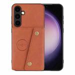 For Samsung Galaxy S25+ 5G Double Buckle Card Slots Magnetic Phone Case(Brown)