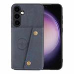 For Samsung Galaxy S25 5G Double Buckle Card Slots Magnetic Phone Case(Blue)