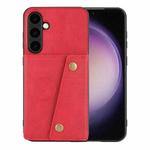 For Samsung Galaxy S25 5G Double Buckle Card Slots Magnetic Phone Case(Red)