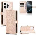 For iPhone 16 Pro Honeycomb Dot Texture Leather Phone Case(Gold)