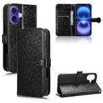 For iPhone 16 Honeycomb Dot Texture Leather Phone Case(Black)