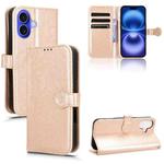 For iPhone 16 Honeycomb Dot Texture Leather Phone Case(Gold)