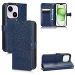 For iPhone 15 Plus Honeycomb Dot Texture Leather Phone Case(Blue)