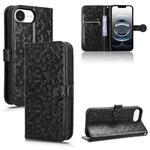 For iPhone 16e Honeycomb Dot Texture Leather Phone Case(Black)