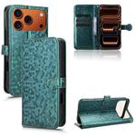 For iPhone 17 Pro Max Honeycomb Dot Texture Leather Phone Case(Green)