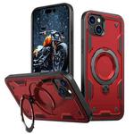 For iPhone 15 Plus PC Hybrid TPU Armor MagSafe Ring Holder Phone Case(Red)