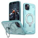 For iPhone 15 PC Hybrid TPU Armor MagSafe Holder Phone Case(Light Blue)