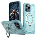 For iPhone 14 Pro Max PC Hybrid TPU Armor MagSafe Holder Phone Case(Light Blue)