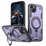 For iPhone 13 PC Hybrid TPU Armor MagSafe Holder Phone Case(Purple)