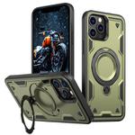 For iPhone 12 Pro PC Hybrid TPU Armor MagSafe Holder Phone Case(Olive Green)