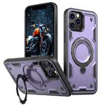 For iPhone 12 Pro PC Hybrid TPU Armor MagSafe Holder Phone Case(Purple)