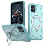 For iPhone 11 PC Hybrid TPU Armor MagSafe Holder Phone Case(Light Blue)