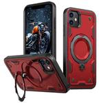 For iPhone 11 PC Hybrid TPU Armor MagSafe Holder Phone Case(Red)