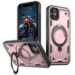 For iPhone 11 PC Hybrid TPU Armor MagSafe Holder Phone Case(Rose Gold)