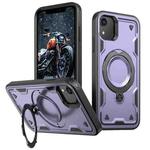 For iPhone XR PC Hybrid TPU Armor MagSafe Holder Phone Case(Purple)