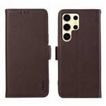 For Samsung Galaxy S25 Ultra ABEEL Side-Magnetic Litchi Pattern Leather RFID Phone Case(Brown)