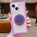 For iPhone 15 Plus Matte TPU Hybrid PC 3-in-1 MagSafe Holder Phone Case(Purple)