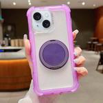 For iPhone 15 Matte TPU Hybrid PC 3-in-1 MagSafe Holder Phone Case(Purple)