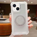 For iPhone 14 Plus Matte TPU Hybrid PC 3-in-1 MagSafe Holder Phone Case(White)