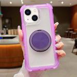 For iPhone 14 Matte TPU Hybrid PC 3-in-1 MagSafe Holder Phone Case(Purple)