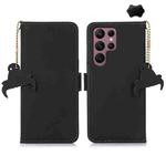 For Samsung Galaxy S25 Ultra Genuine Leather Magnetic RFID Leather Phone Case(Black)