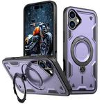 For iPhone 16 Plus PC Hybrid TPU Armor MagSafe Holder Phone Case(Purple)