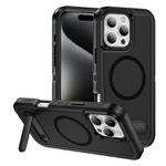 For iPhone 16 Pro Guard MagSafe Holder Matte PC Hybrid TPU Phone Case(Black)