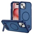 For iPhone 15 Plus Guard MagSafe Holder Matte PC Hybrid TPU Phone Case(Royal Blue)