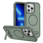 For iPhone 13 Pro Max Guard MagSafe Holder Matte PC Hybrid TPU Phone Case(Green)