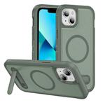 For iPhone 13 Guard MagSafe Holder Matte PC Hybrid TPU Phone Case(Green)