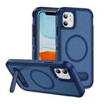 For iPhone 11 Guard MagSafe Holder Matte PC Hybrid TPU Phone Case(Royal Blue)