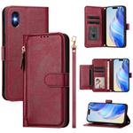 For iPhone X / XS Multi-Card Slots Zipper Wallet Leather Phone Case(Dark Red)