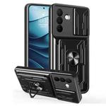 For Samsung Galaxy A56 5G Sliding Camshield TPU+PC Phone Case with Card Slot(Black)