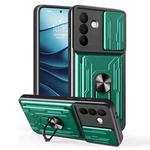 For Samsung Galaxy A56 5G Sliding Camshield TPU+PC Phone Case with Card Slot(Dark Green)