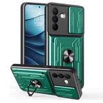 For Samsung Galaxy A36 5G Sliding Camshield TPU+PC Phone Case with Card Slot(Dark Green)