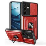 For Samsung Galaxy A26 5G Sliding Camshield TPU+PC Phone Case with Card Slot(Red)