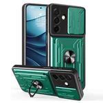 For Samsung Galaxy A26 5G Sliding Camshield TPU+PC Phone Case with Card Slot(Dark Green)