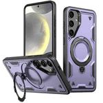 For Samsung Galaxy S24 5G PC Hybrid TPU Armor MagSafe Ring Holder Phone Case(Purple)