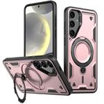 For Samsung Galaxy S24+ 5G PC Hybrid TPU Armor MagSafe Holder Phone Case(Rose Gold)