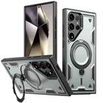For Samsung Galaxy S23 Ultra 5G PC Hybrid TPU Armor MagSafe Holder Phone Case(Grey)
