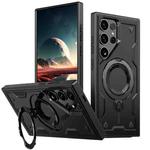 For Samsung Galaxy S25 Ultra 5G PC Hybrid TPU Armor MagSafe Ring Holder Phone Case(Black)