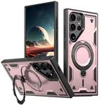 For Samsung Galaxy S25 Ultra 5G PC Hybrid TPU Armor MagSafe Ring Holder Phone Case(Rose Gold)