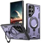 For Samsung Galaxy S25 Ultra 5G PC Hybrid TPU Armor MagSafe Ring Holder Phone Case(Purple)