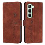 For Infinix Hot 50 4G Skin Feel Heart Embossed Leather Phone Case(Brown)