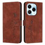 For Infinix Note 40X 5G Skin Feel Heart Embossed Leather Phone Case(Brown)